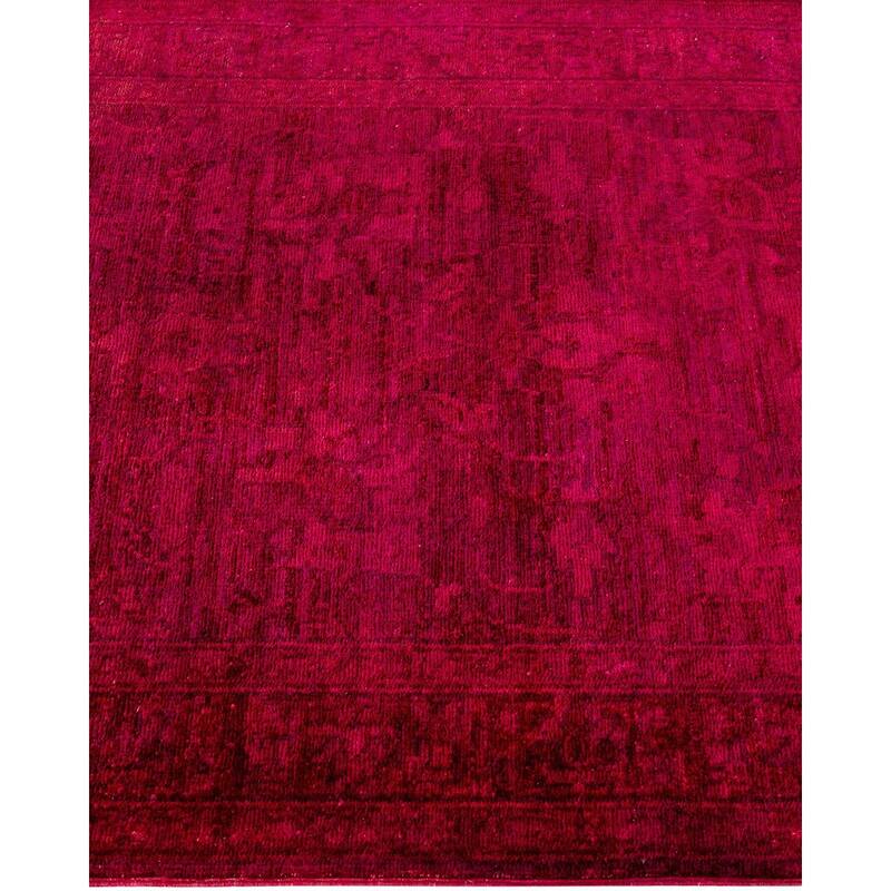 Overton Hand Knotted Wool Vintage Inspired Modern Contemporary Overdyed Red Runner Rug - 2' 9" x 17' 7"