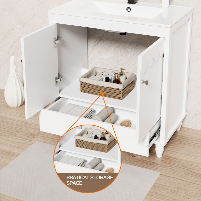 Lace Trim Freestanding Bathroom Vanity Set - Perfect for Bathrooms