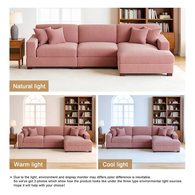 Oversized L-shaped Modular Sectional Sofa with Chaise Lounge