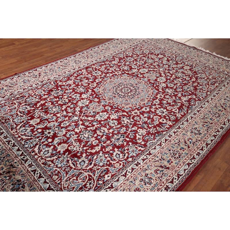 Traditional Floral Mashad Turkish Area Rug Machine Made Carpet - 6'6" x 9'7"