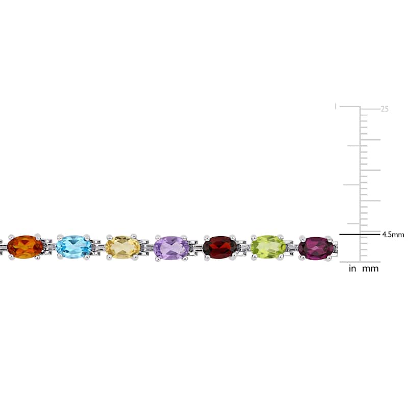 Miadora Sterling Silver Oval-cut Multi-Color Gemstones Tennis Bracelet