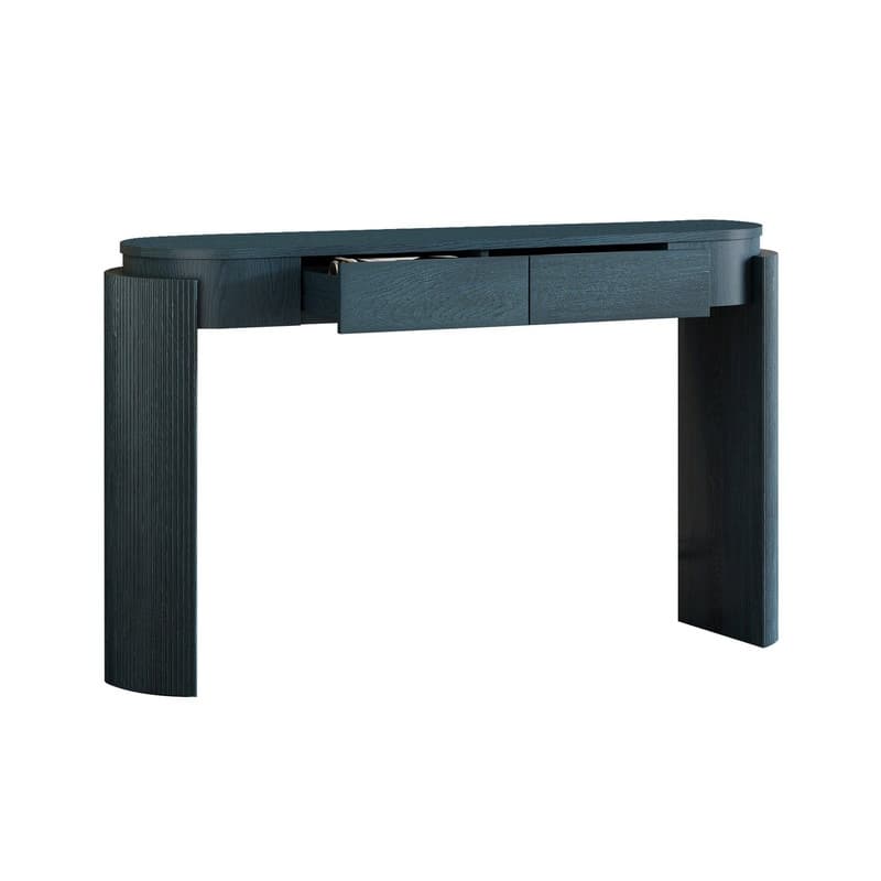 55.1" Wood Entryway Table with Fluted Design Legs and Two Storage Drawers