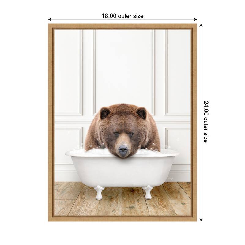 Kate and Laurel Sylvie Big Bear in Traditional Vintage Bathtub Framed Canvas by Amy Peterson