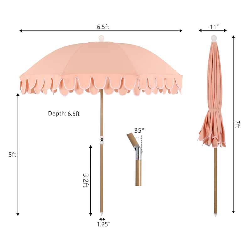Horizon 6.5ft. Beach Umbrella with Tilt, Wind Vent, UV Protection, and Carry Bag