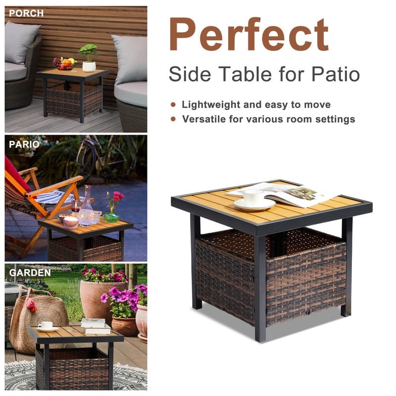 Outdoor Wicker Side Table