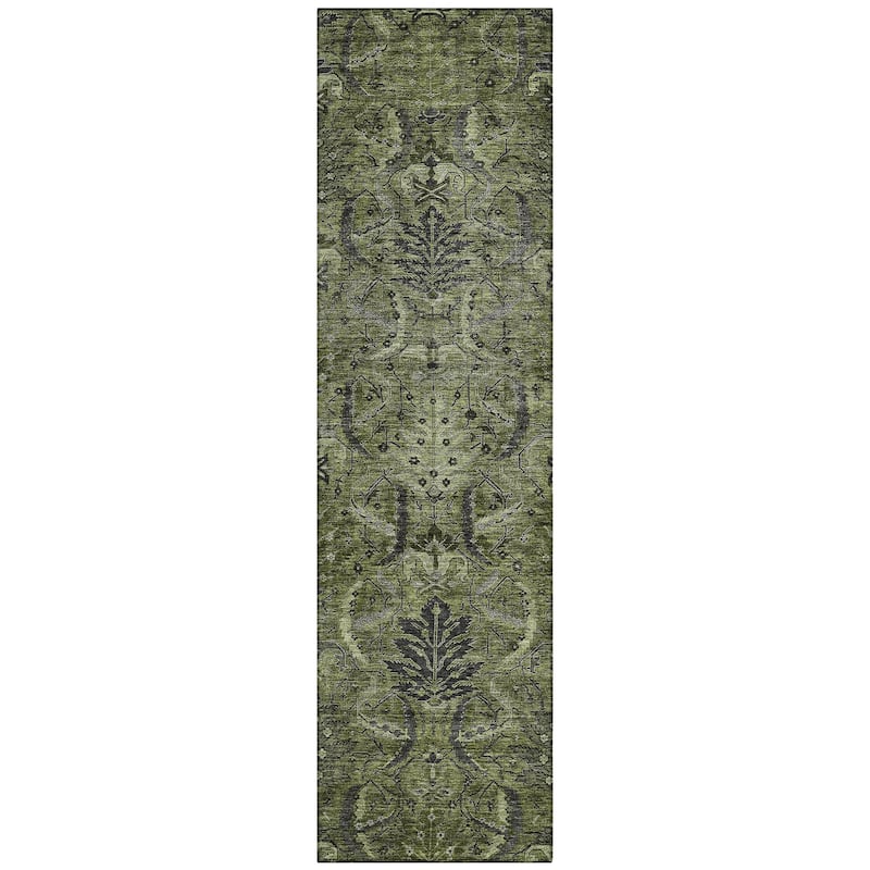 Machine Washable Indoor/ Outdoor Boho Traditional Chantille Rug