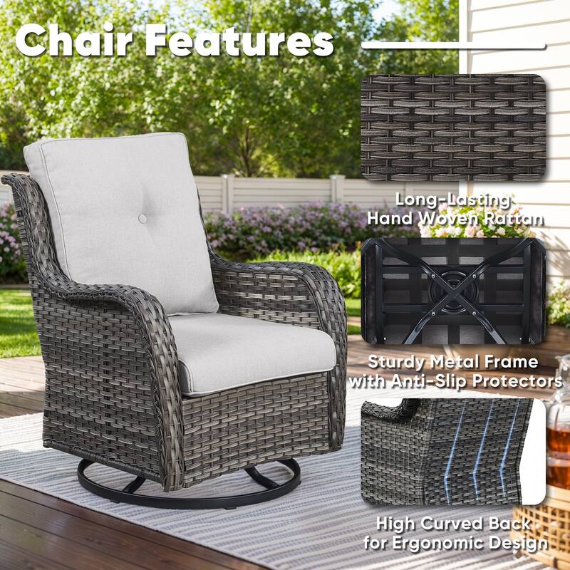 Outside Swivel Chairs with Cofee Table Grey-Beige - Grey