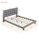 preview thumbnail 5 of 10, Gray Full Size Velvet Platform Bed with LED Frame, Thick & Soft Fabric