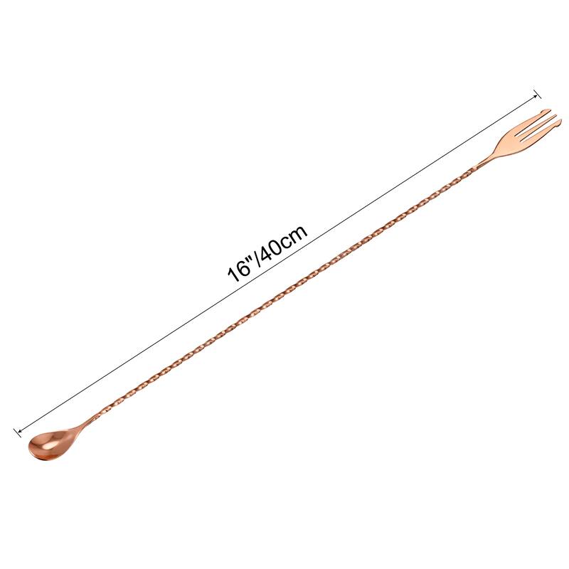 Bar Mixing Spoon, Stainless Steel Cocktail Spoon 16 Inch Spiral - Rose Gold
