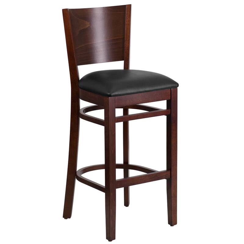 2 Pk. Lacey Series Solid Back Wooden Restaurant Barstool - 16.75"W x 18"D x 43.5"H - 16.75"W x 18"D x 43.5"H