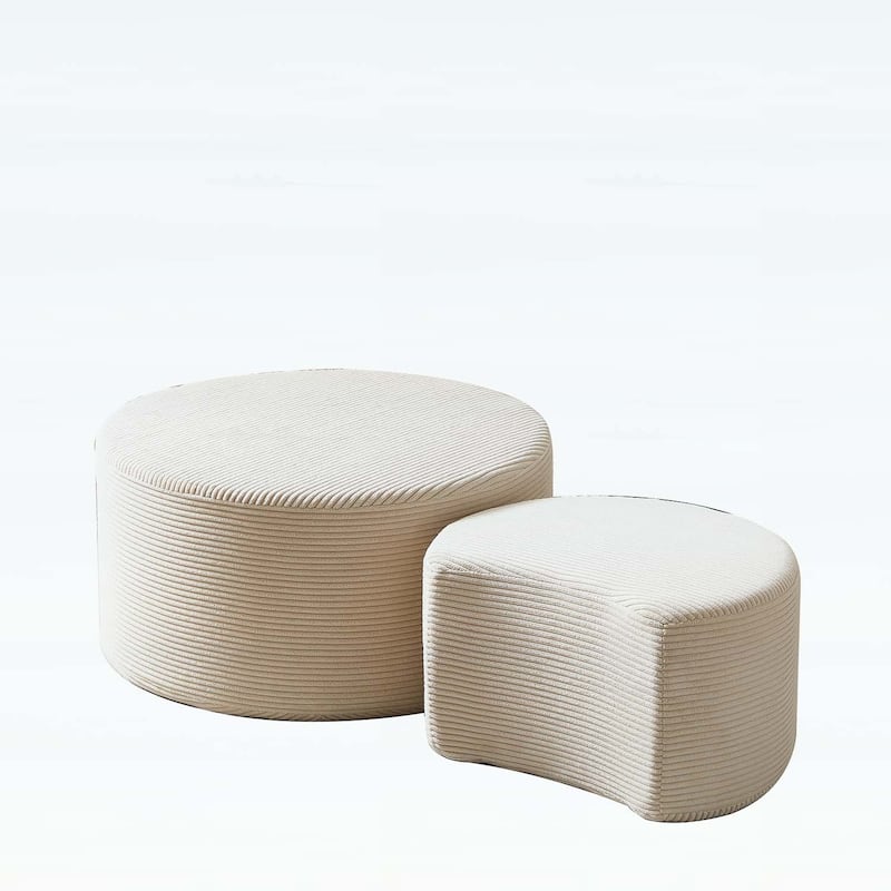 Upholstered Round Tables for Living Room,Set of 2