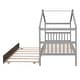 preview thumbnail 7 of 9, Twin Size Wooden House Bed with Trundle Bed & Roof , Grey