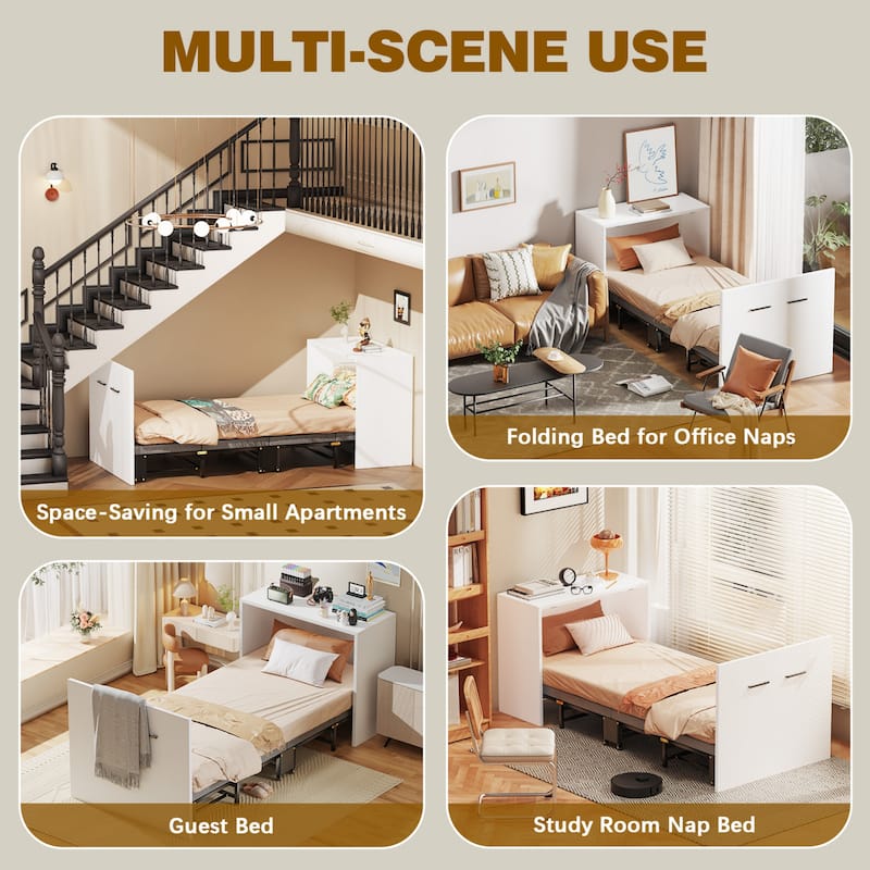 Murphy Bed Cabinet, Folding Bed with Mattresses, Pull Out Bed Daybed