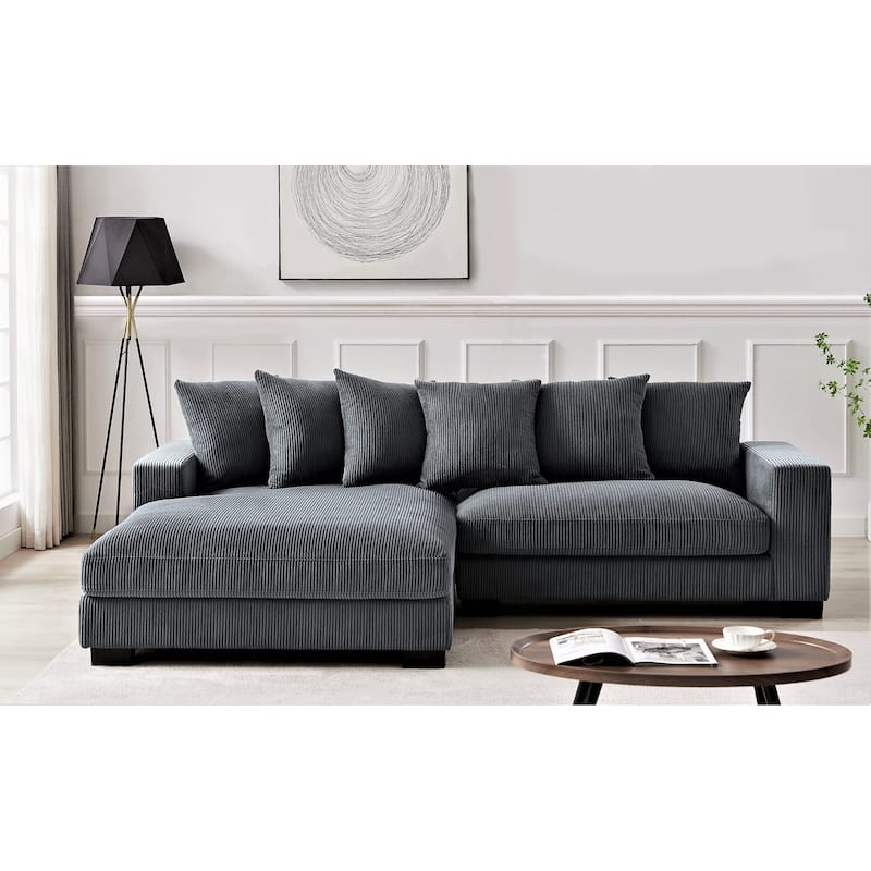 Us Pride Furniture Payan 102.4" Wide Corduroy L-Shape Sectional Sofa - Left Facing Grey