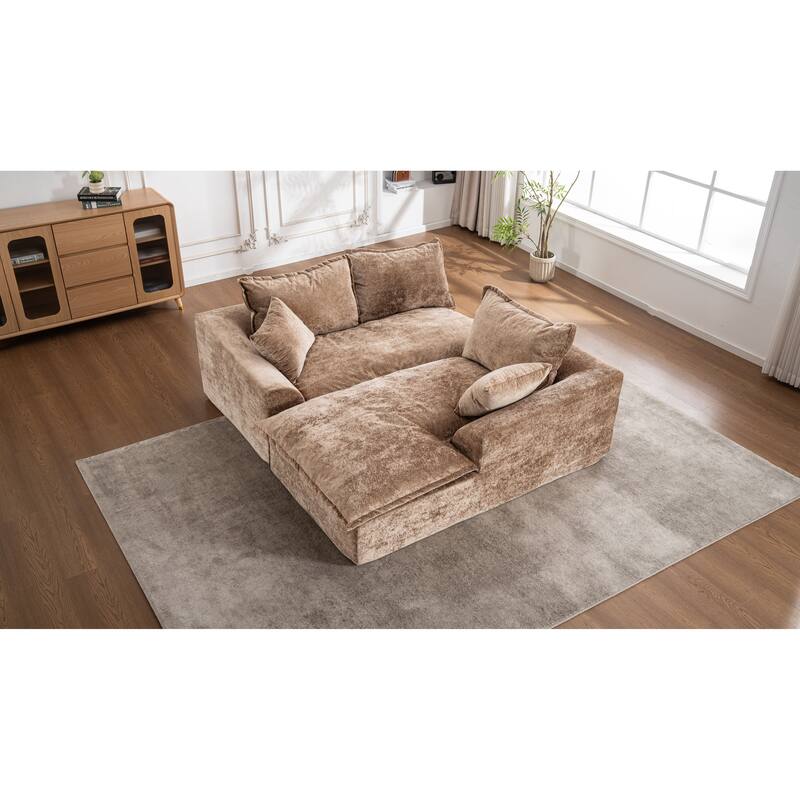 103" L-Shaped Cloud Sectional Sofa with Chaise, Upholstered Boneless Couches for Living Room, Modern Modular Chenille Sofa