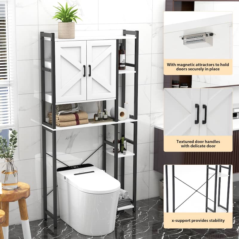 Over The Toilet Storage Cabinet Bathroom Organizer with Double Doors