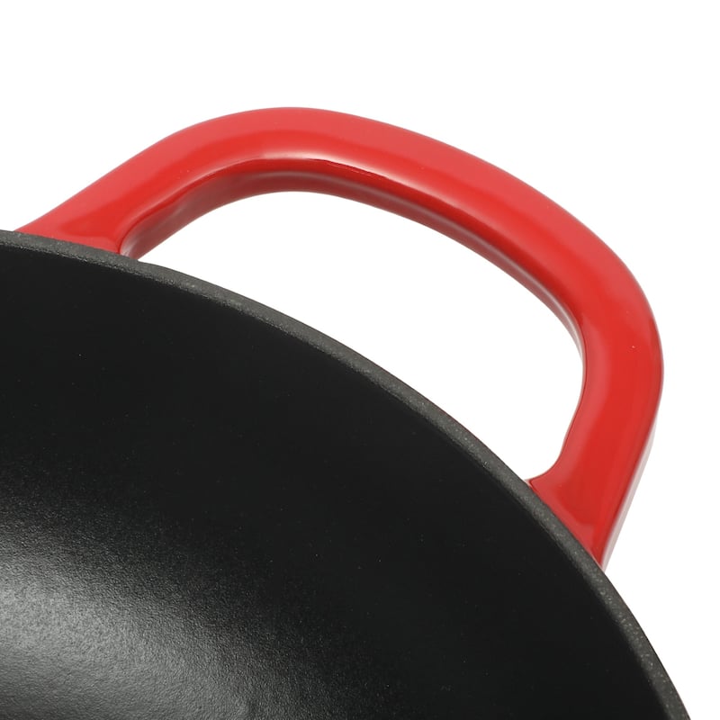 Crock Pot Artisan 5 Quart Cast Iron Braiser Everyday Pan With Borasilicate Lid - Red