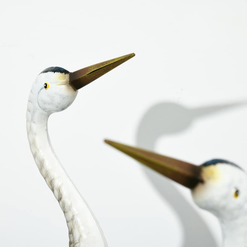 Outsunny Crane Garden Statues, 28.5"-29" Standing Bird Sculptures Metal Yard Art Decor