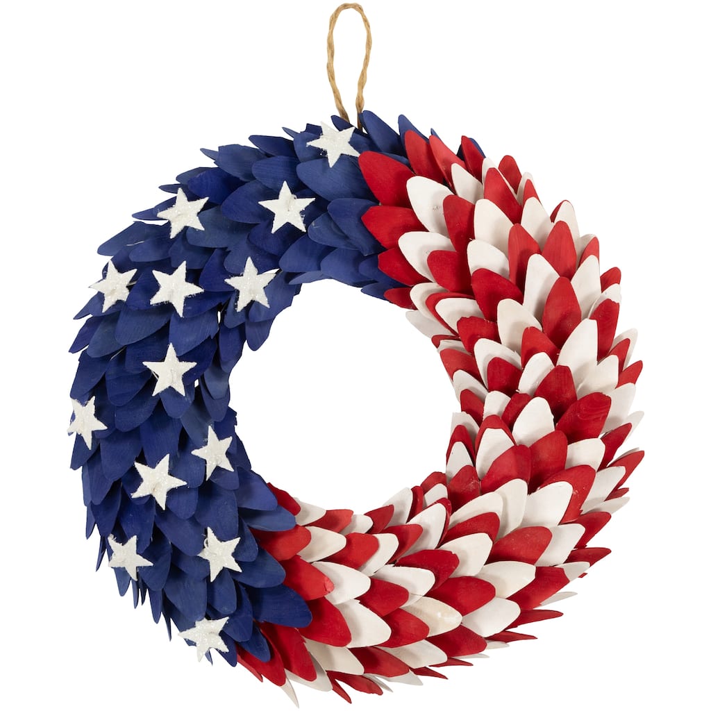 Layered Wood Americana Stars and Stripes Wreath - 15"