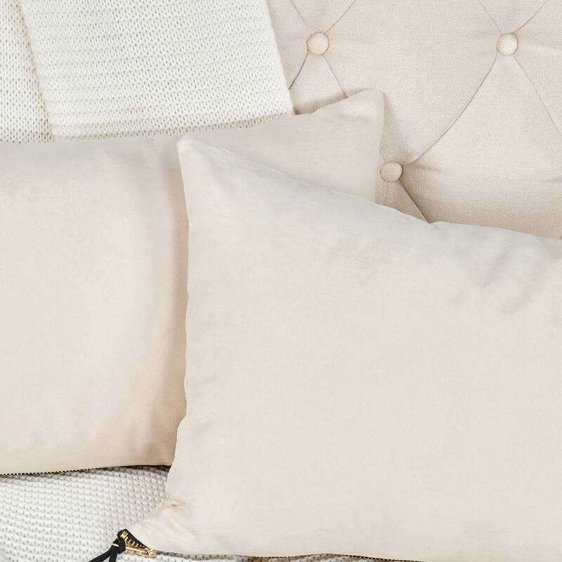 Suede 2 Piece Pillow Shell Set with Big Zipper, NO INSERT