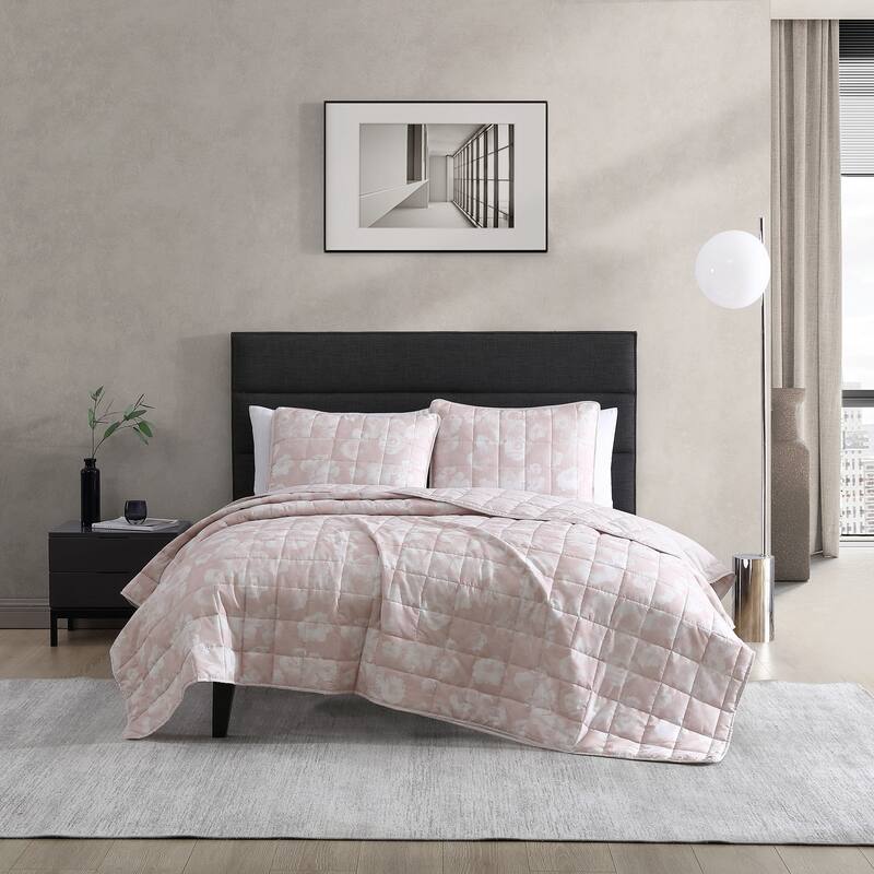 Kenneth Cole New York Madison Floral - Pink Quilt & Sham Set - Madison Floral Pink - Full - Queen