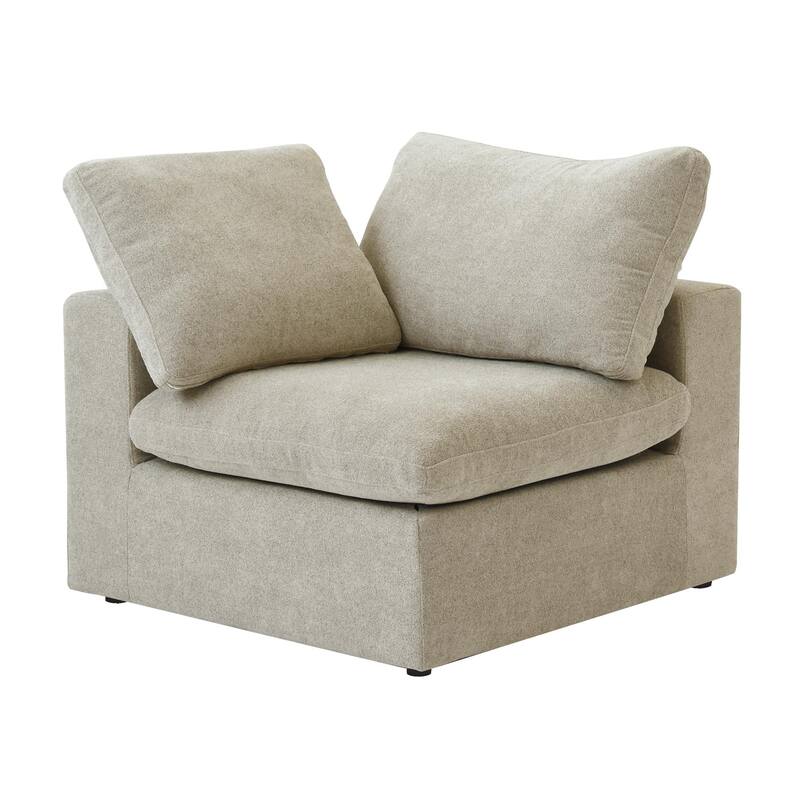 L-shape Linen Upholstered Sofa Multiple Cushions Sectional Couch