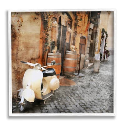 Stupell Moped in Town Alley Framed Giclee Art Design by LSR Design Studio