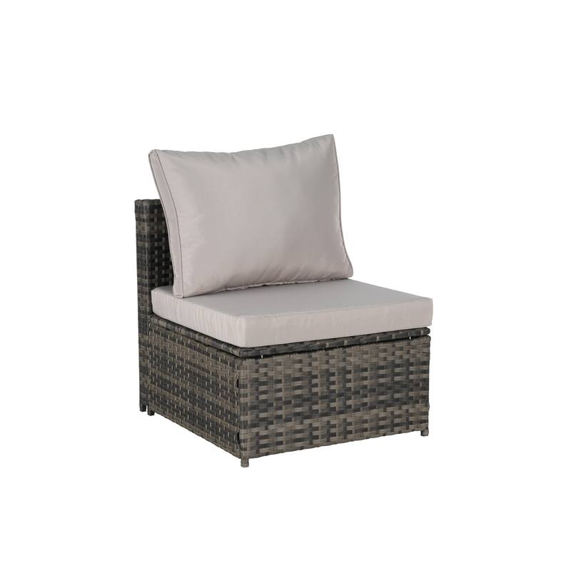 5-Piece Outdoor Patio Wicker Daybed Set with Retractable Canopy, Storable Table