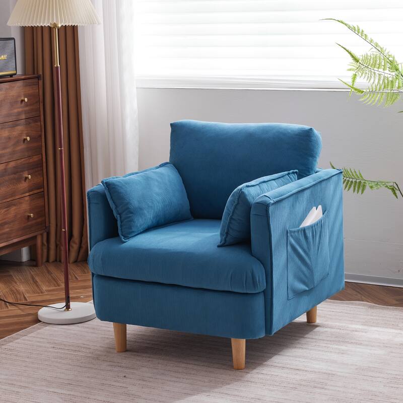 Modern Accent Armchair Upholstered Sofa Club Chair with 2 Pillow