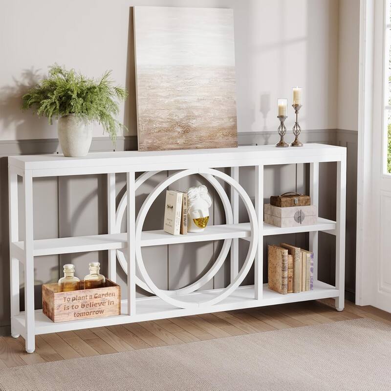 70.9" Extra Long Console Table Sofa Table Behind Couch with Wood Storage Shelves Metal Frame for Entryway/Living Room/Hallway