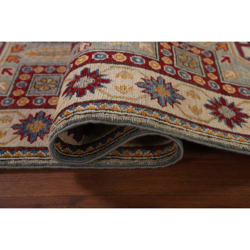Traditional Blue Kazak Runner Rug Hand-Knotted Oriental Wool Carpet - 2'6" x 13'5"