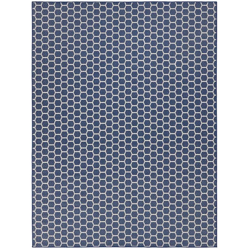 Nourison Reversible Indoor Outdoor Indoor/Outdoor Geometric Area Rug - 9' x 12' - Navy