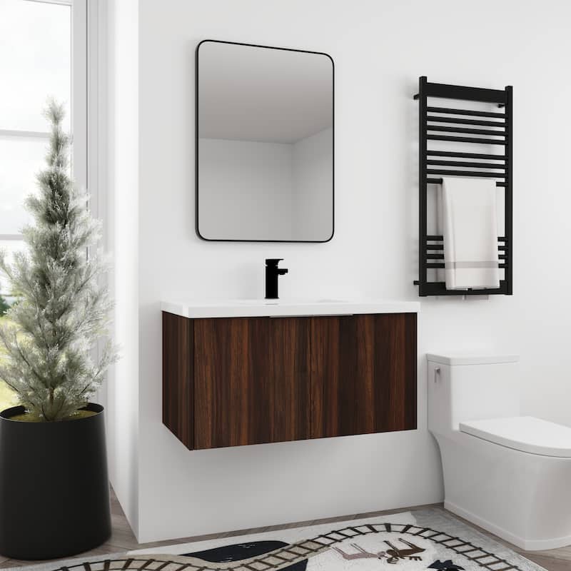 BNK 24"/30"/36" Single Sink Bathroom Vanity with Soft Close Door, Modern Floating Vanity