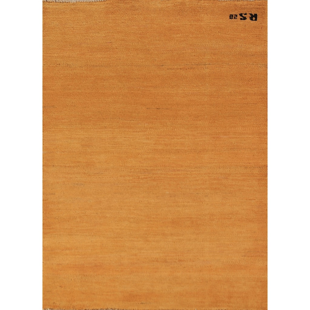 Modern Gold Gabbeh Oriental Rug Handmade Wool Carpet - 2'9" x 4'0"