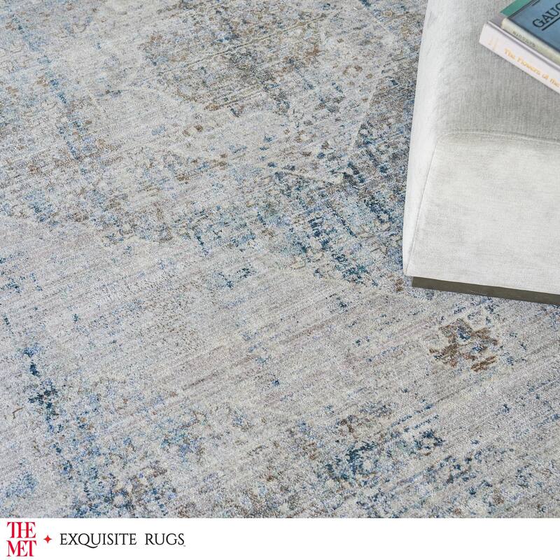 The Met X Exquisite Rugs Vintage Looms Beige/Blue Area Rug.