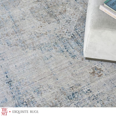 The Met X Exquisite Rugs Vintage Looms Beige/Blue Area Rug.