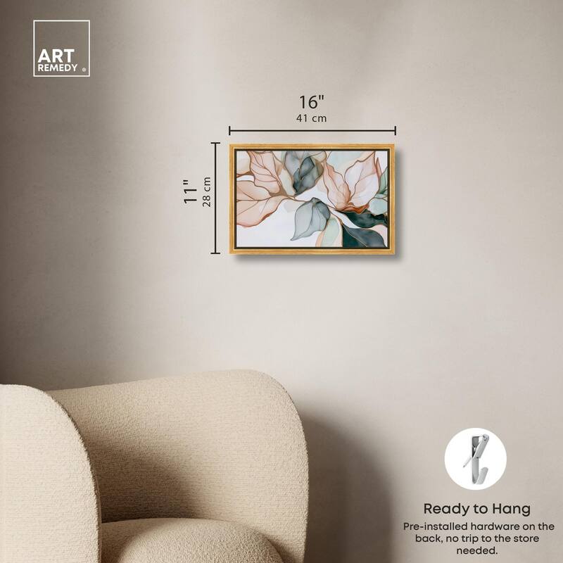 Golden Veined Leaves I Canvas by Art Remedy