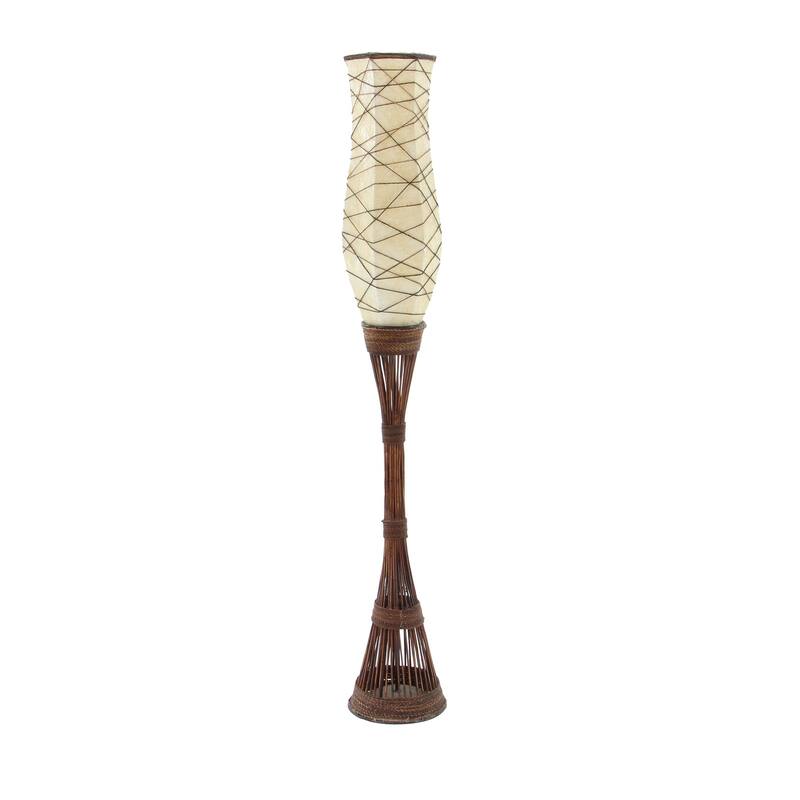 Bamboo Wood Room Floor Lamp - Brown - Roche River Decor