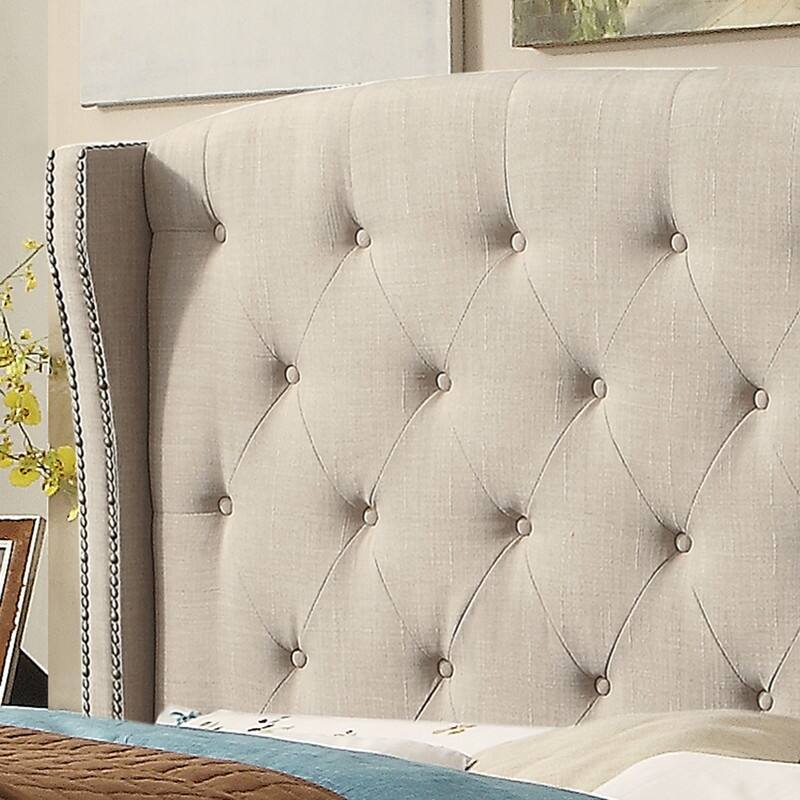 Moser Bay Destiny Upholstered Wingback Headboard Nailhead, Tufted On