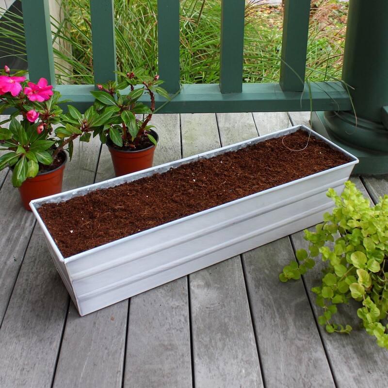 Achla Designs 22"W Galvanized Steel/Wrought Iron Bloom Box Garden Growing Kit With Brackets for 2 x 4 Railings