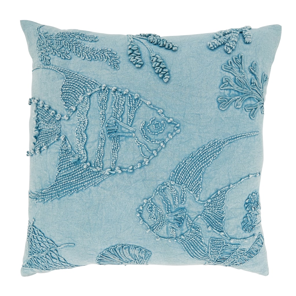 Oceanic Charm Stonewashed Fish Throw Pillow