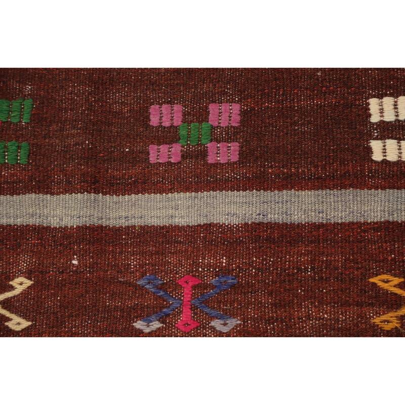 Hand Woven Oriental 100% Wool Carpet Southwestern Tribal Multi-Colored Kilim Area Rug - 9' 8'' X 5' 4''