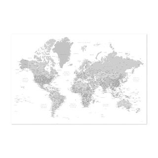 Light gray detailed world map with cities Maps Atlas Art Print/Poster ...