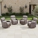 preview thumbnail 114 of 189, Pocassy Outdoor Wicker Sofa with Swivel Chair Fire Pit Table Furniture Set. Brown Wicker & Gray Cushion - 4 Pieces Swivel Chair with 6-In Cushion