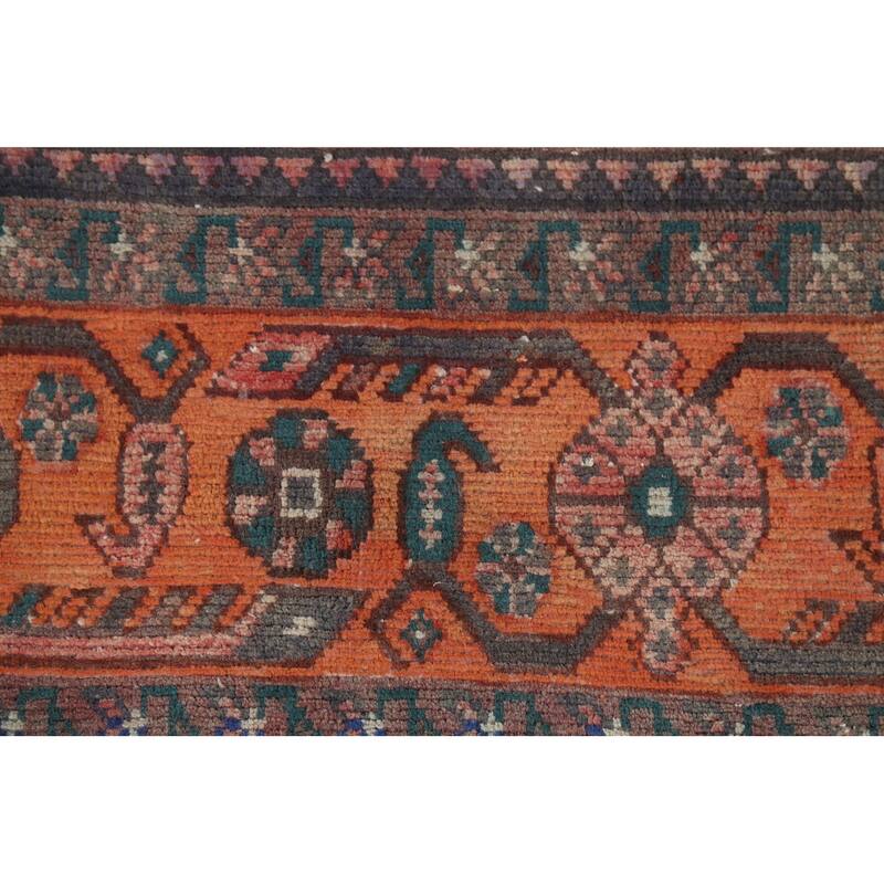 Geometric Joshaghan Persian Vintage Rug Hand-Knotted Wool Carpet - 6'7"x 9'10"