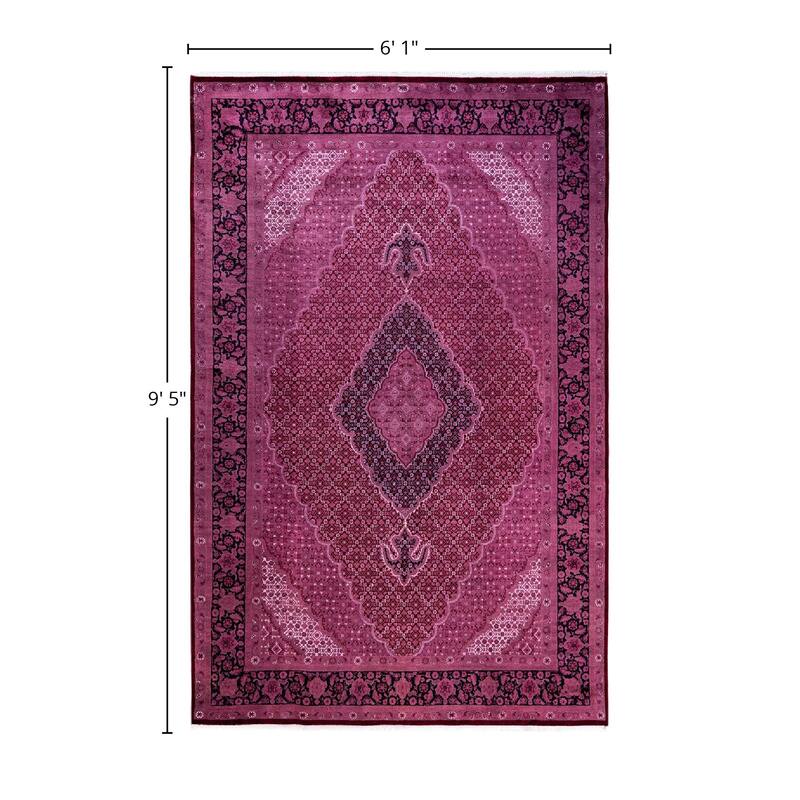 Fine Vibrance One-of-a-Kind Hand-Knotted Area Rug - Pink, 6' 1" x 9' 5" - 6' 1" x 9' 5"