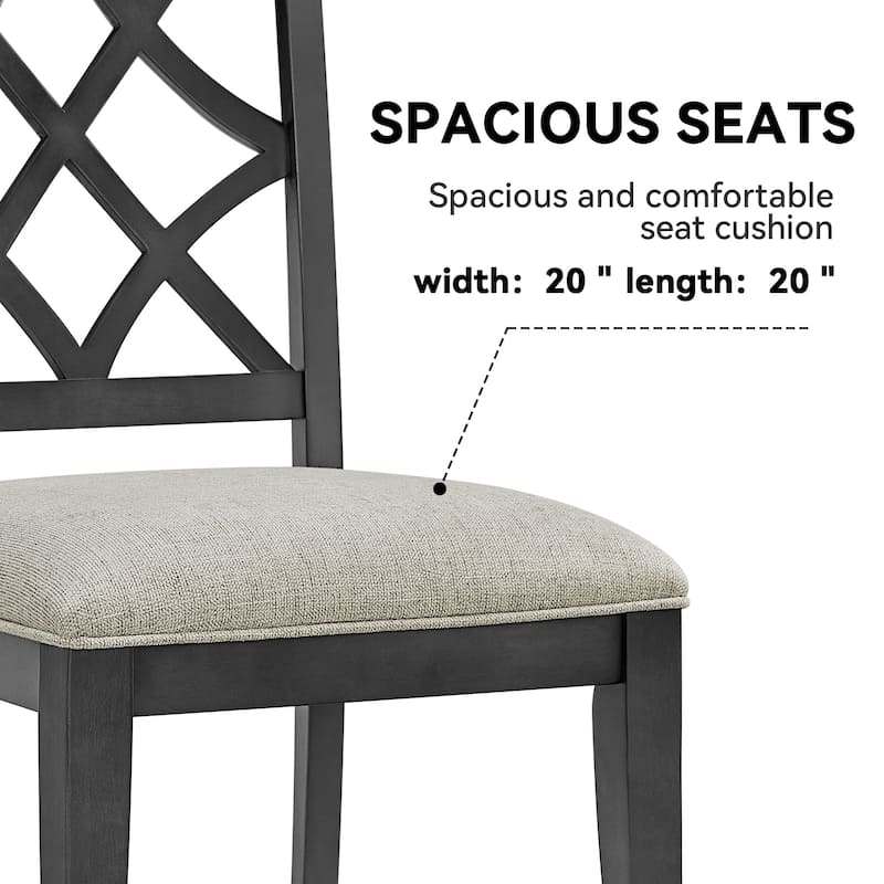 Wooden Upholstered Dining Chairs Set of 2