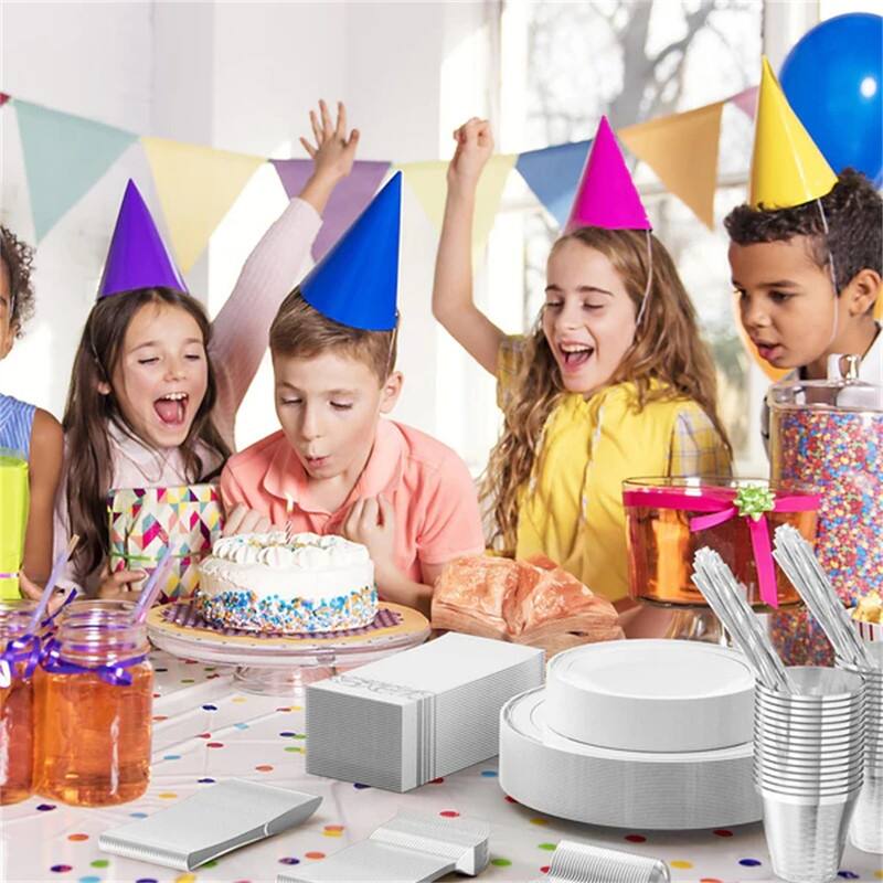 800 Pieces Silver Disposable Dinnerware Set