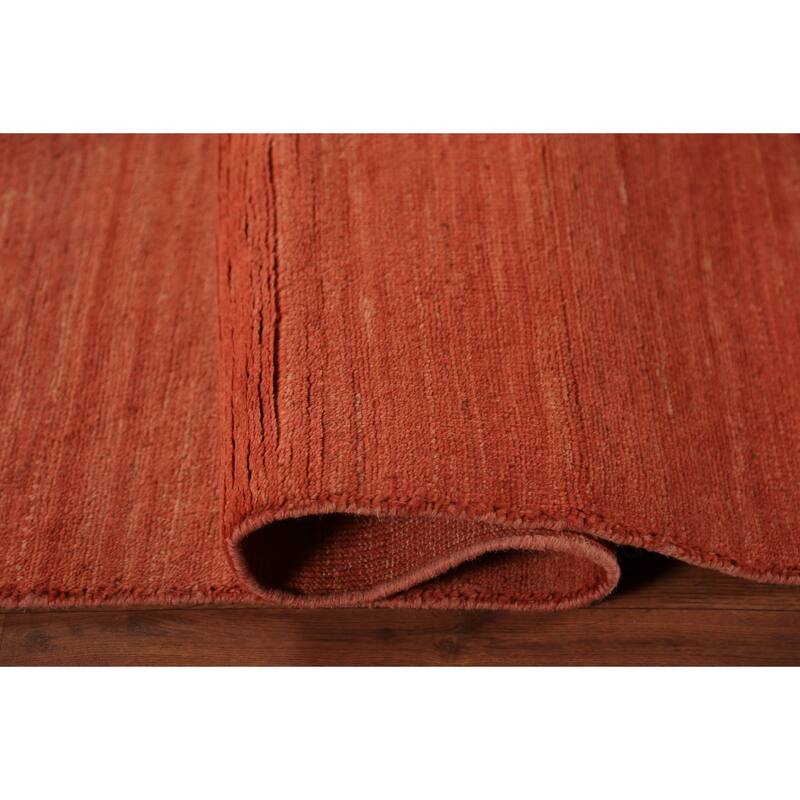 Orange Modern Gabbeh Area Rug Oriental Tribal Hand-Knotted Wool Carpet - 6'5" x 9'9"