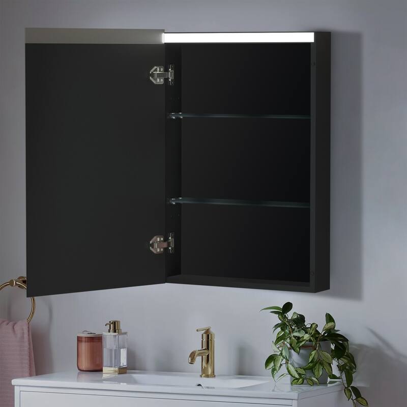 Bathroom LED Rectangular Aluminum Surface Mount Medicine Medicine Cabinet With Adjusted Glass shelves